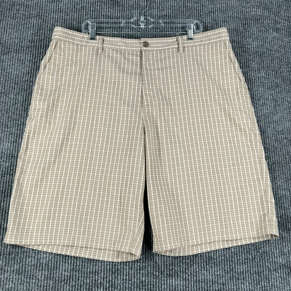 Adidas Mens Shorts 40 Brown Plaid Chino Golf 11